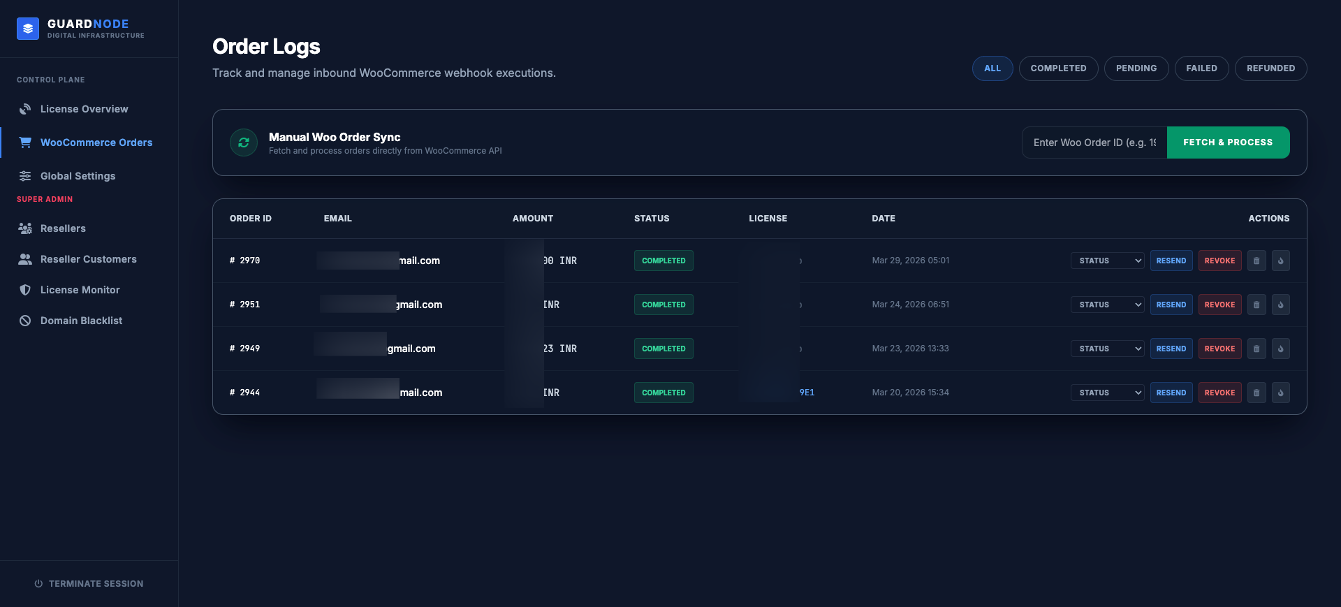 Order Logs Screenshot